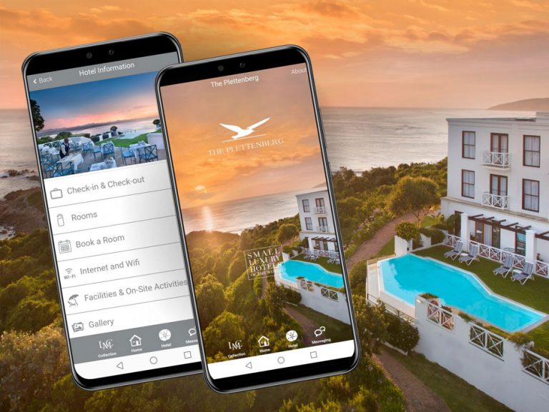 The Plettenberg hotel app on two phones