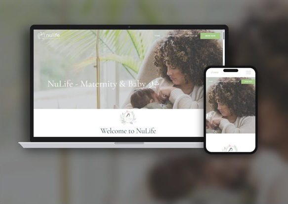 NuLife Maternity and Baby website on laptop and phone